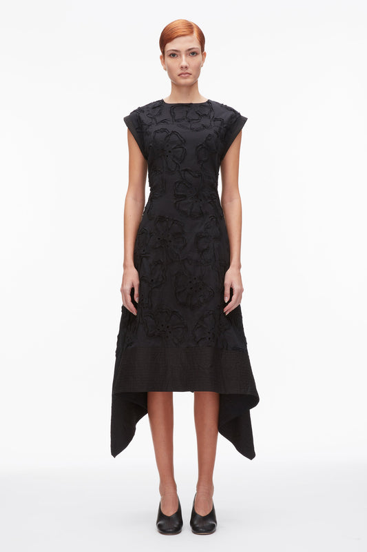 3.1 Phillip Lim Embroidered Belted Midi Dress with Handkerchief Hem