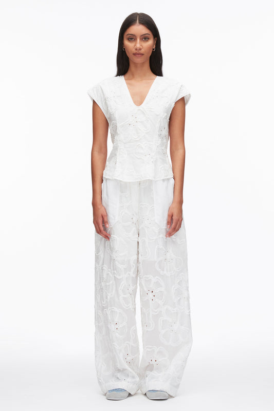 3.1 Phillip Lim Embroidered Cap Sleeve Top