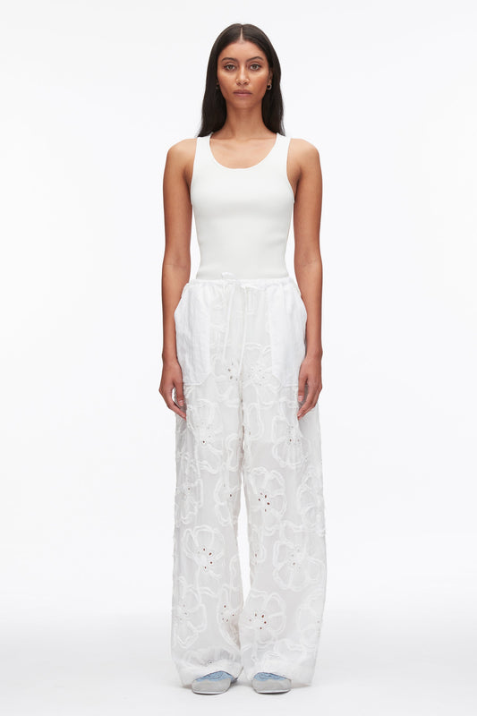 3.1 Phillip Lim Embroidered Straight Leg Pull On Pants