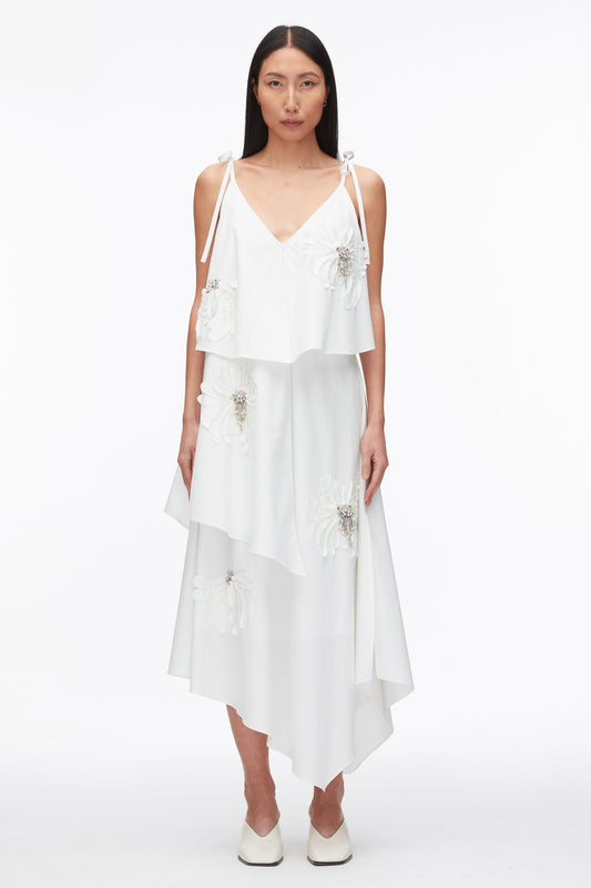 3.1 Phillip Lim Layered Midi Dress with Floral Appliqué
