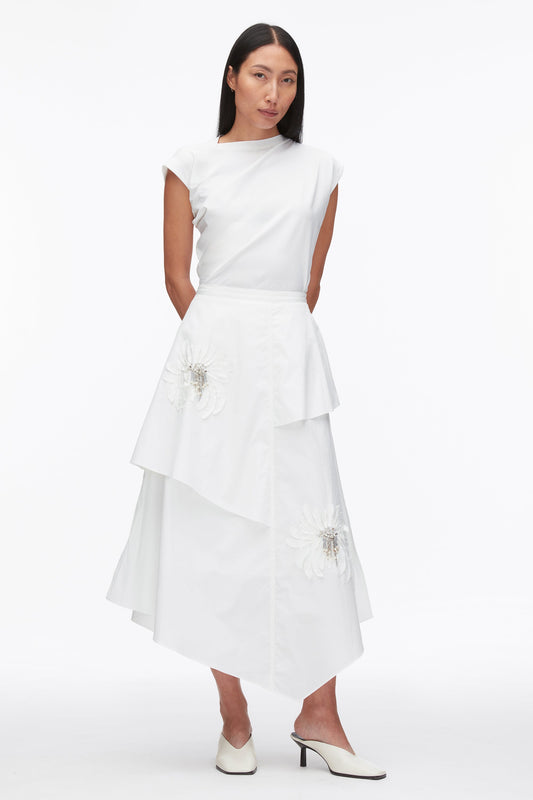 3.1 Phillip Lim Layered Skirt with Floral Appliqué
