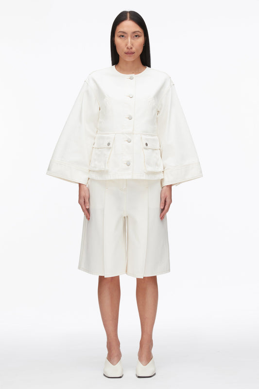 3.1 Phillip Lim Collarless Trapeze Denim Jacket