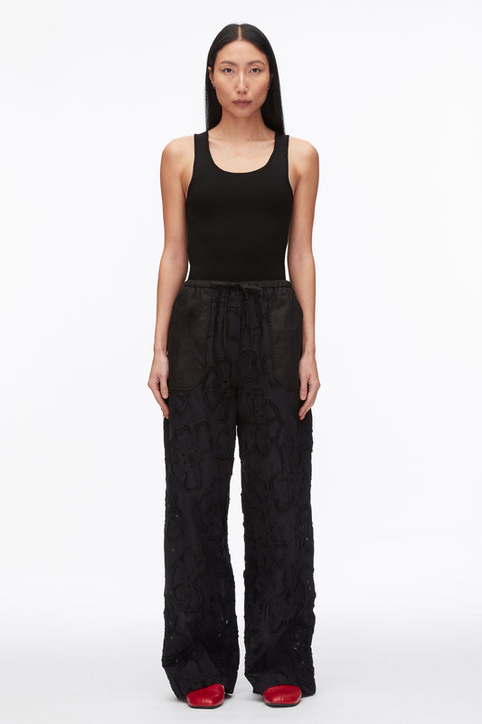 3.1 Phillip Lim Embroidered Straight Leg Pull On Pants