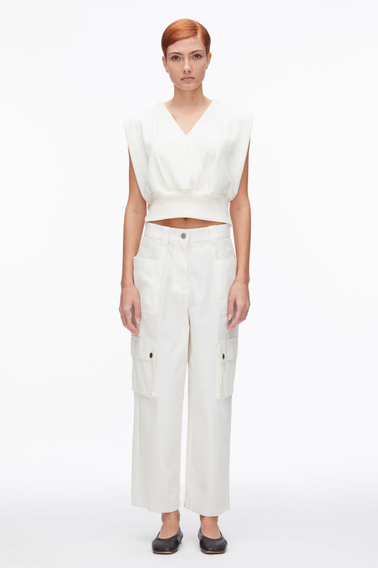 3.1 Phillip Lim Draped Sleeveless French Terry Top