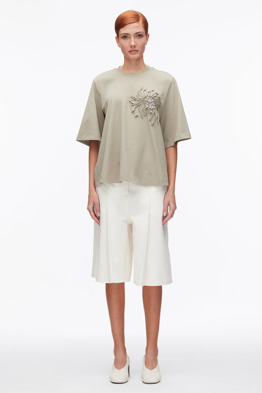 3.1 Phillip Lim Trapeze T-Shirt with Floral Appliqué