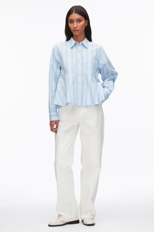3.1 Phillip Lim Long Sleeve Striped Flounce Shirt