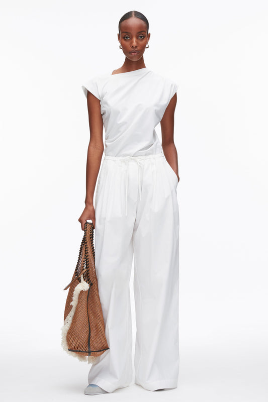3.1 Phillip Lim Structured Cotton Pull On Straight Leg Pants
