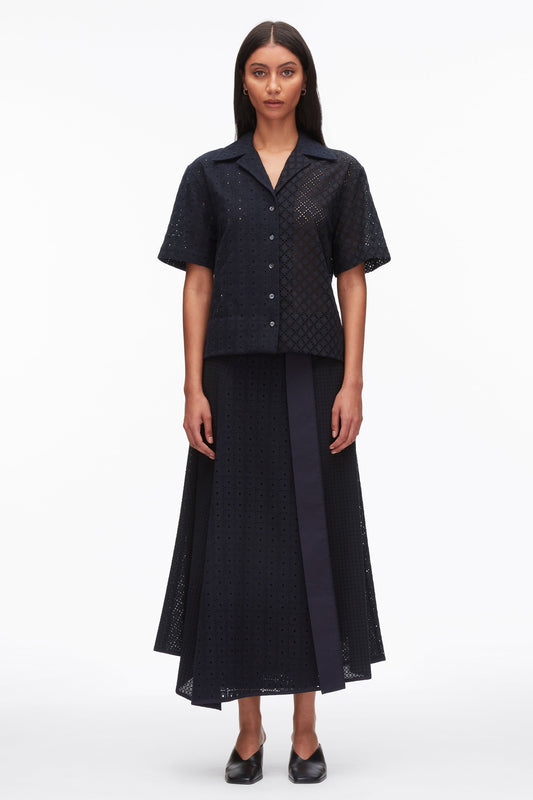 3.1 Phillip Lim Broderie Anglaise Patchwork Camp Shirt