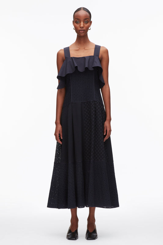 3.1 Phillip Lim Broderie Anglaise Patchwork Cascade Midi Dress