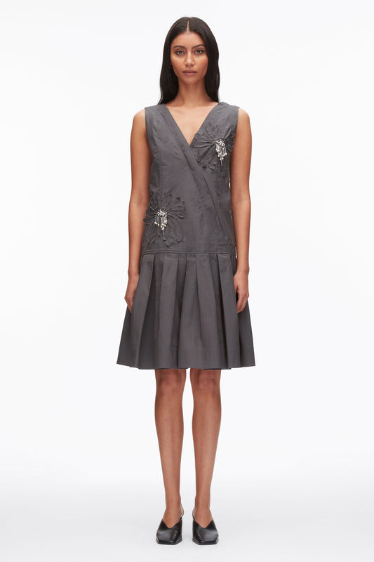 3.1 Phillip Lim Draped Tank Dress with Floral Appliqué