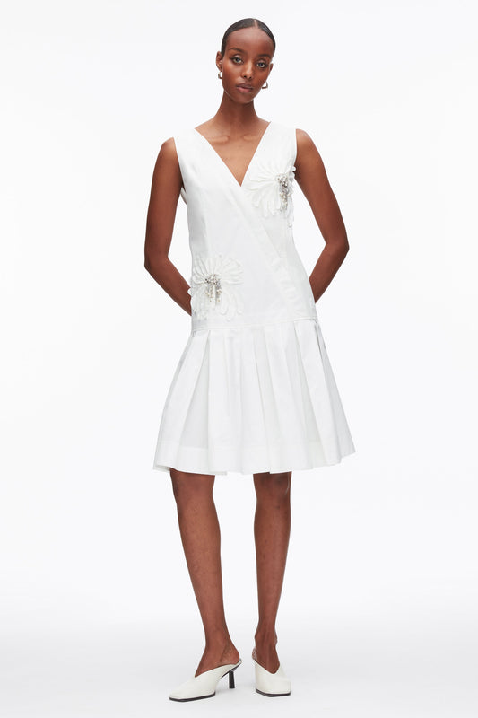 3.1 Phillip Lim Draped Tank Dress with Floral Appliqué