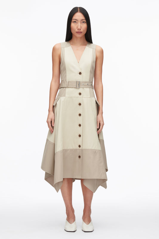 3.1 Phillip Lim Patchwork Sleeveless Belted Utility Dress