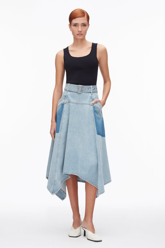 3.1 Phillip Lim Ghost Patch Handkerchief Midi Skirt