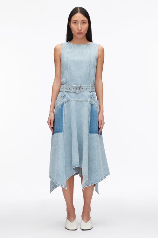 3.1 Phillip Lim Ghost Patch Sleeveless Belted Midi Dress