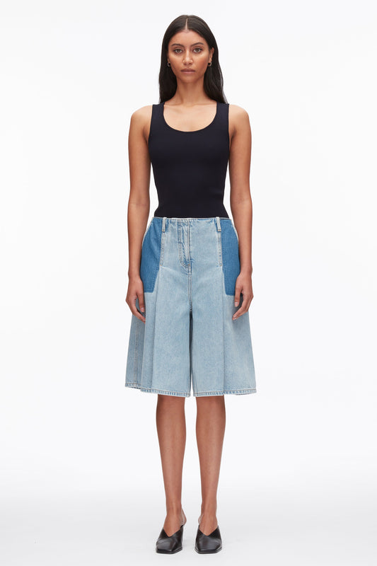 3.1 Phillip Lim Ghost Patch Lightweight Denim Bermuda Shorts