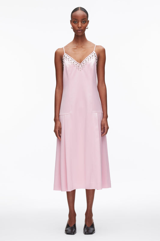 3.1 Phillip Lim Studded Satin Pleated Cami Midi Dress