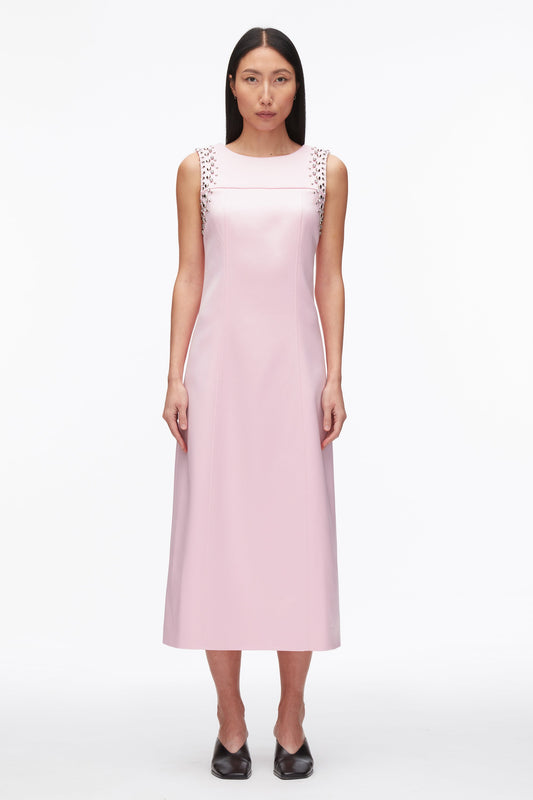 3.1 Phillip Lim Studded Satin Sleeveless Midi Dress