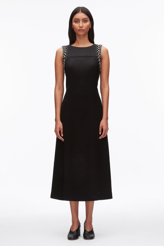 3.1 Phillip Lim Studded Satin Sleeveless Midi Dress