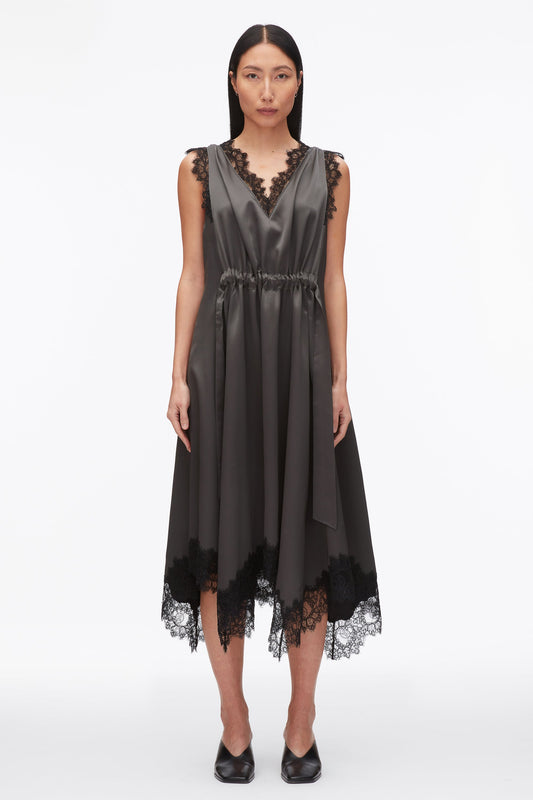 3.1 Phillip Lim V-Neck Midi Dress with Lace Trim
