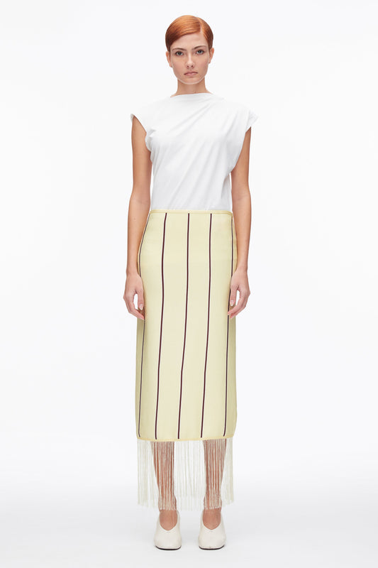 3.1 Phillip Lim Stripe Midi Skirt with Fringe