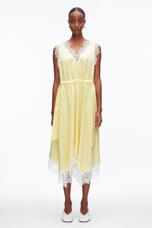 3.1 Phillip Lim V-Neck Midi Dress with Lace Trim