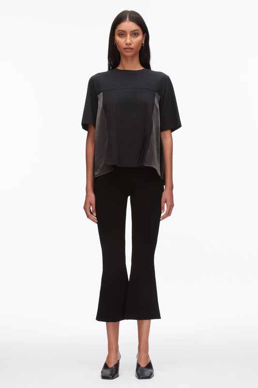 3.1 Phillip Lim Puff Sleeve Flounce T-Shirt with Satin Panels