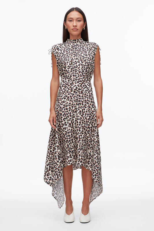 3.1 Phillip Lim Leopard Ruched Handkerchief Dress