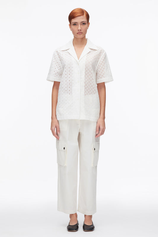 3.1 Phillip Lim Broderie Anglaise Patchwork Camp Shirt