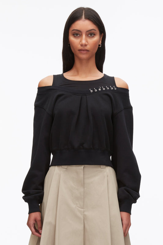 3.1 Phillip Lim Long Sleeve Embellished Double Layer Top