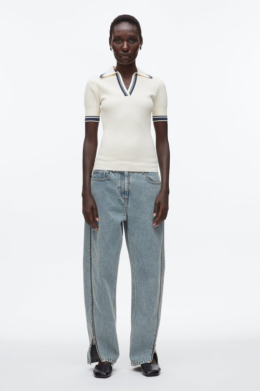 3.1 Phillip Lim Textured Rib Fitted Polo