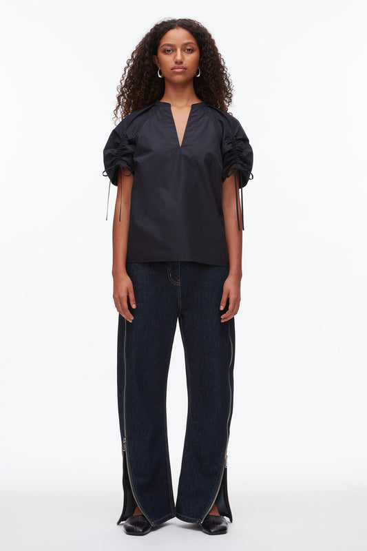 3.1 Phillip Lim Ruched Sleeve V-Neck Top