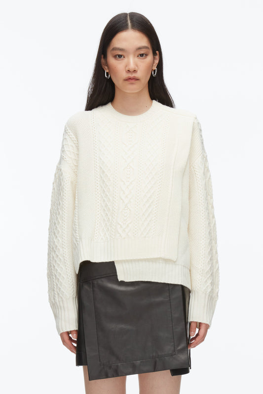 3.1 Phillip Lim Cable Mix Double Layer Crewneck