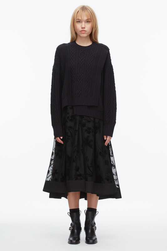 3.1 Phillip Lim Cable Mix Double Layer Crewneck