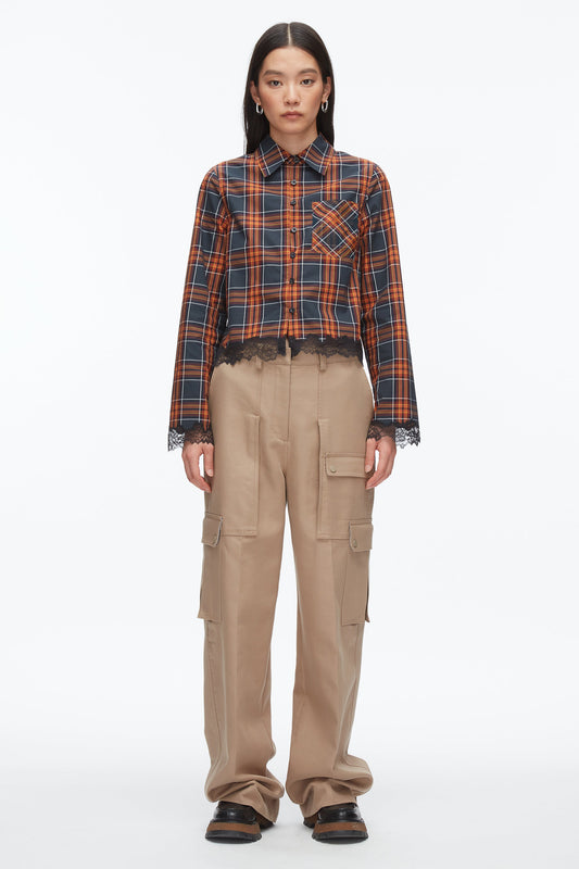 3.1 Phillip Lim Plaid Mix Cropped Shirt
