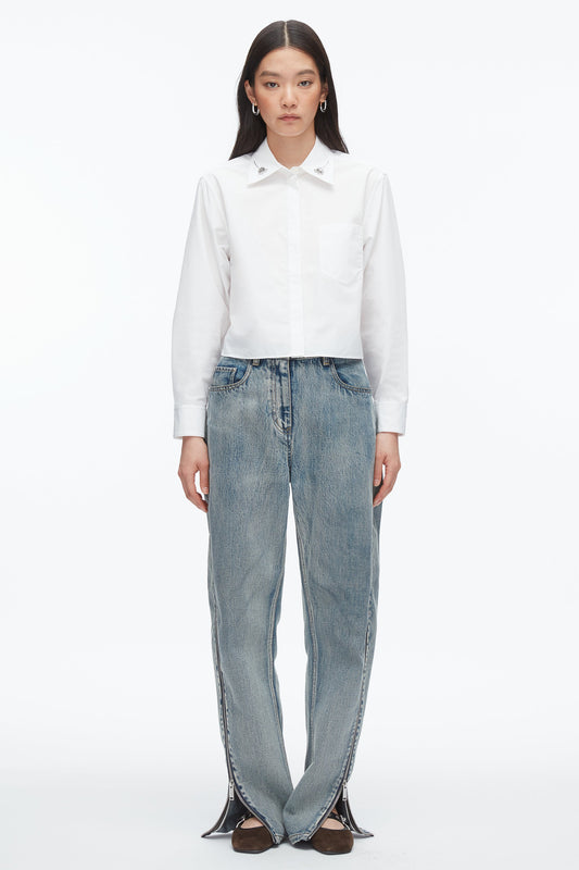 3.1 Phillip Lim Cropped Shirt with Embroidered Collar