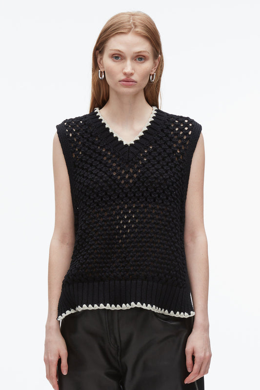 3.1 Phillip Lim Open Work V-Neck Shell