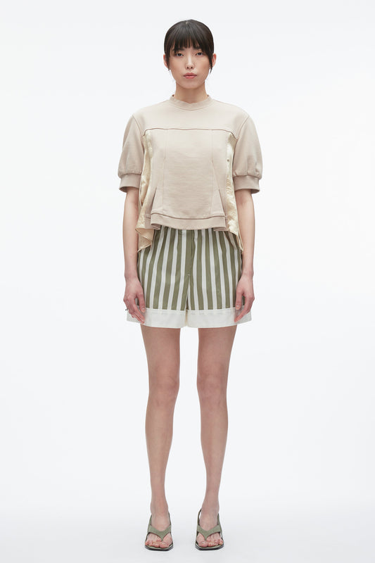 3.1 Phillip Lim Satin Flounce Combo Terry Top