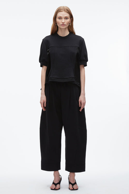3.1 Phillip Lim Satin Flounce Combo Terry Top