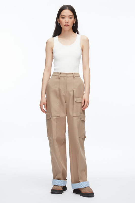 3.1 Phillip Lim Carpenter Cargo Pants with Plaid Cuffs