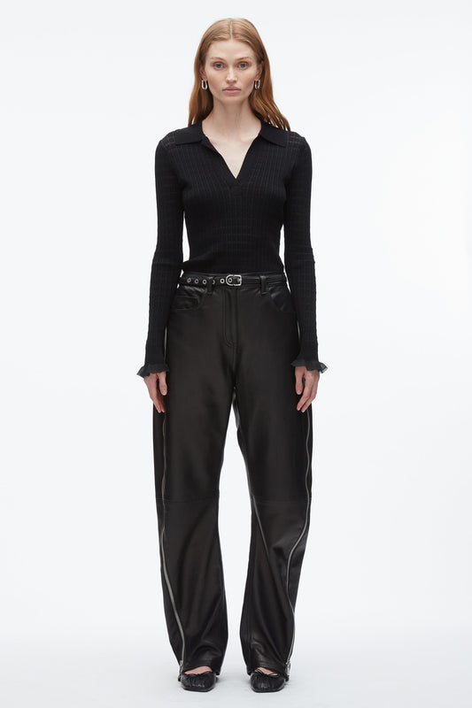 3.1 Phillip Lim Leather Barrel Jean with Zippers