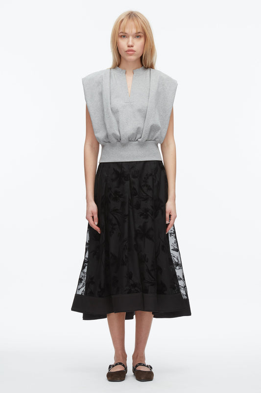 3.1 Phillip Lim Flocked Organza Midi Skirt