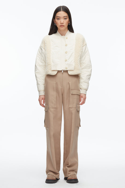 3.1 Phillip Lim Cropped Sherpa Combo Bomber